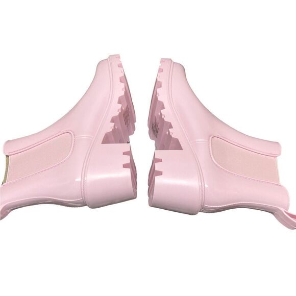 Just‎ Fab Boots Women's Pink Roonie Rain Heel Spring Easter Pull On Chelsea - Picture 7 of 9